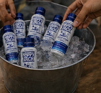 Bucket of iced Happy Jack bottles